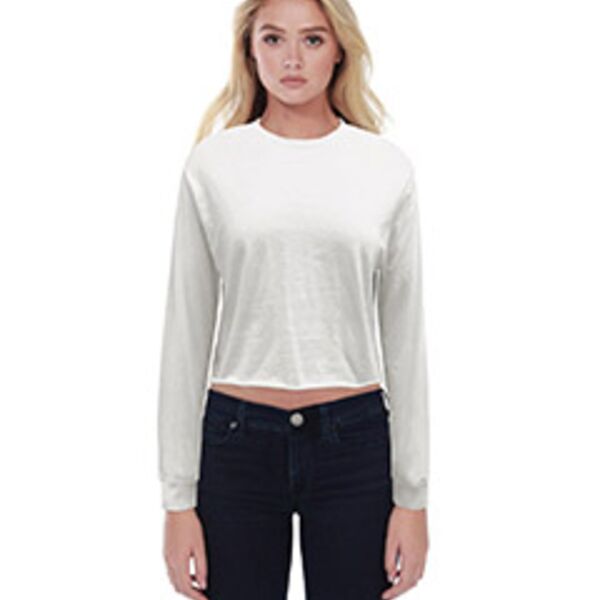 Ladies&#39; Long-Sleeve Crop Boyfriend T-Shirt Thumbnail