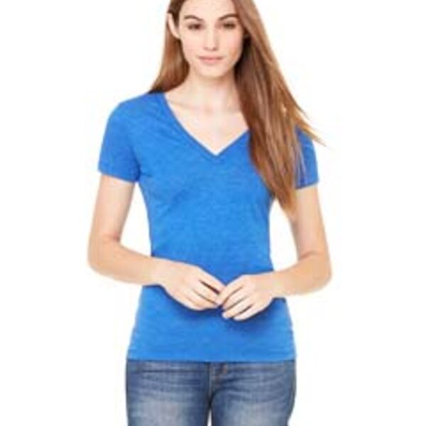 Ladies&#39; Triblend Short-Sleeve Deep V-Neck T-Shirt Thumbnail